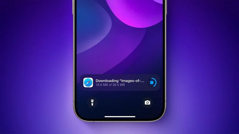 iOS 18.2 به شما امکان می‌دهد پیشرفت دانلودهای Safari را روی صفحه قفل پیگیری کنید
